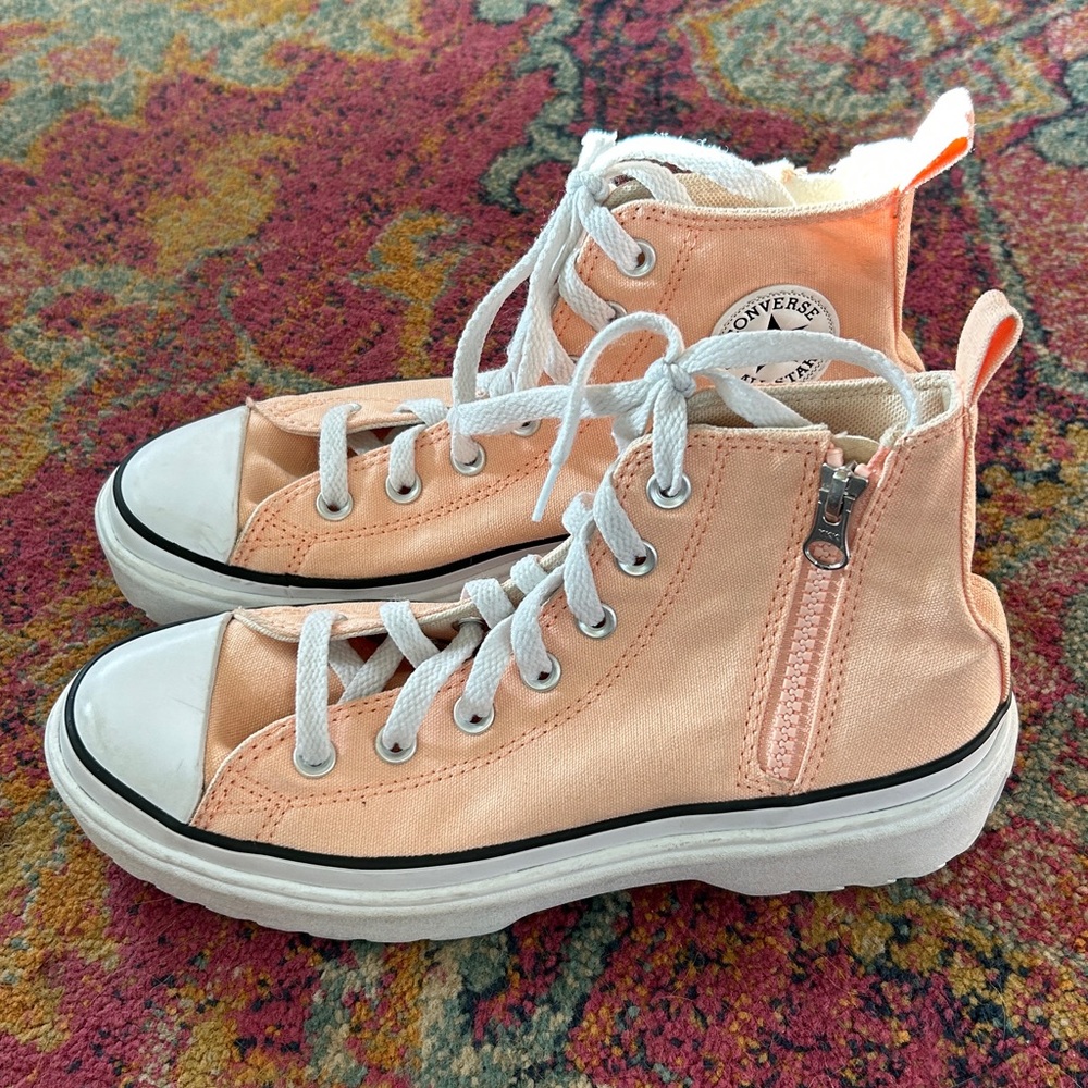 Converse | Women’s Peach All Star Lift Platform Side Zip Hi-Top Sneakers Sz 5.5 - Picture 8 of 16